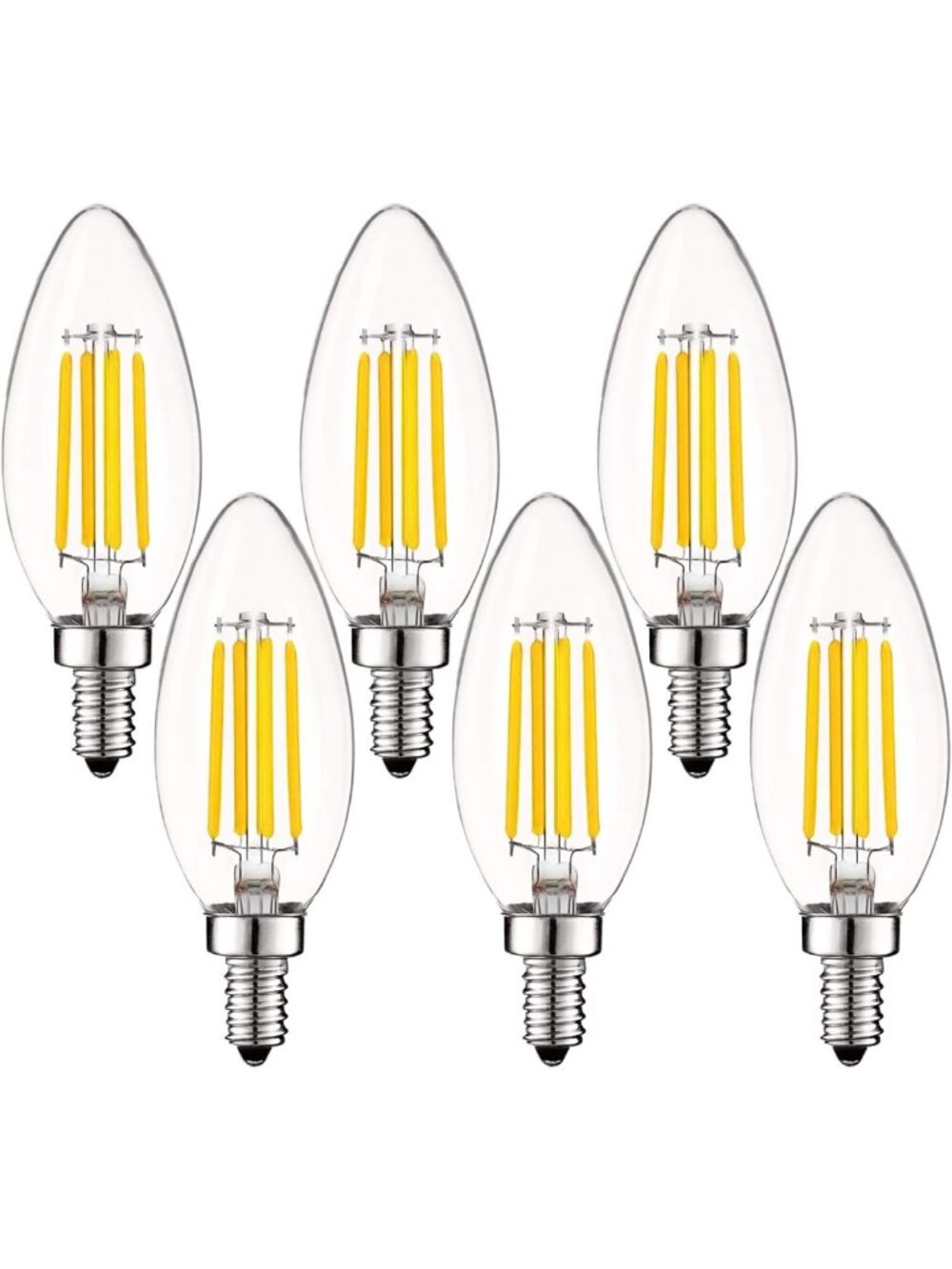 Vintage LED Candelabra Bulbs 60W Equivalent, 550 Lumens, Warm White Light (6